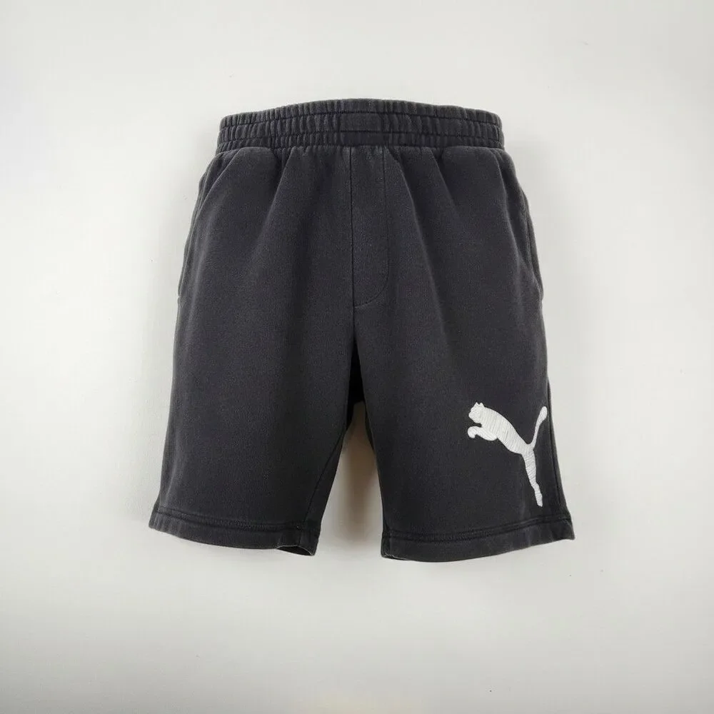Puma Shorts Men's Large Black Fleece Big Logo Athletic Casual Lounge